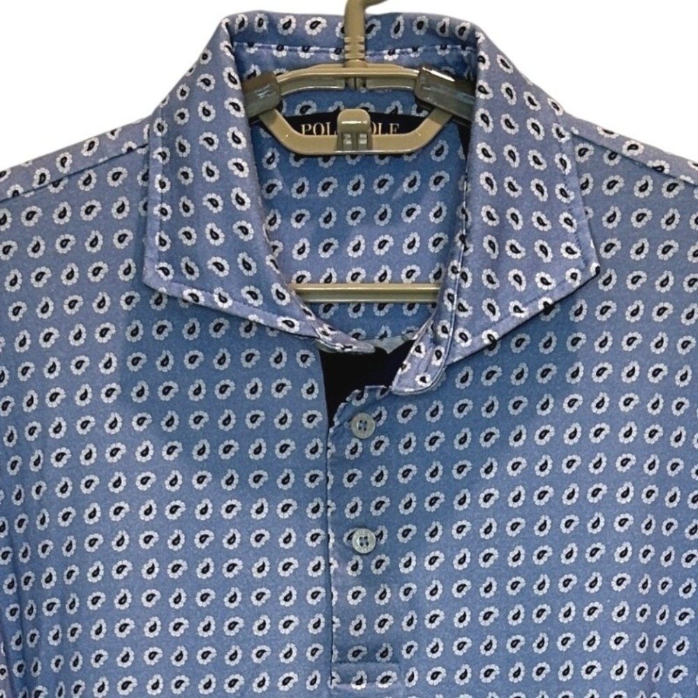 Polo Golf Ralph Lauren Polo Shirt Medium Mens Blue Paisley Cotton Short Sleeve